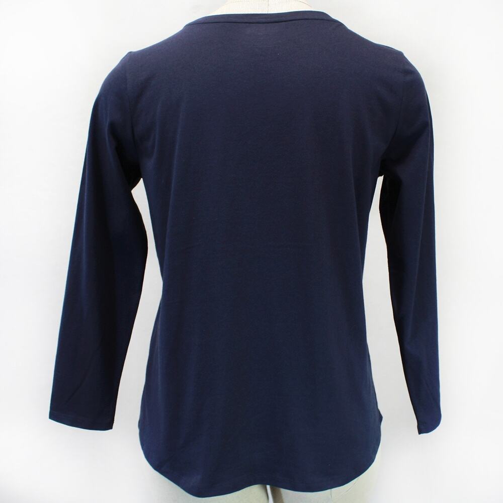 Talbots Plus Navy Paris Cotton Long Sleeve Sweatshirt Blouse Top Casual 2X - Picture 6 of 8